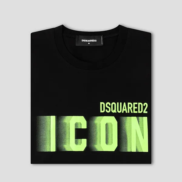 Áo Phông Nam Dsquared2 With Green Icon Blur Logo Printed T-Shirt S79GC0082 S23009 971X Màu Đen Size XS