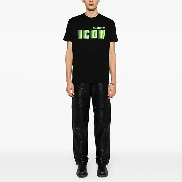 Áo Phông Nam Dsquared2 With Green Icon Blur Logo Printed T-Shirt S79GC0082 S23009 971X Màu Đen Size XS