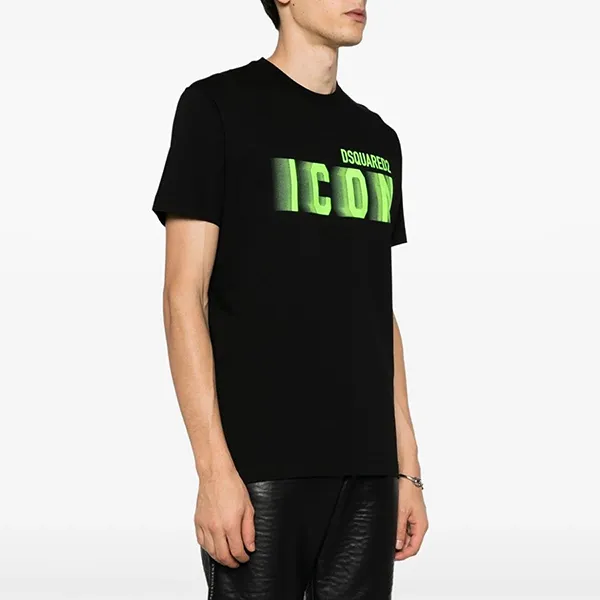 Áo Phông Nam Dsquared2 With Green Icon Blur Logo Printed T-Shirt S79GC0082 S23009 971X Màu Đen Size XS