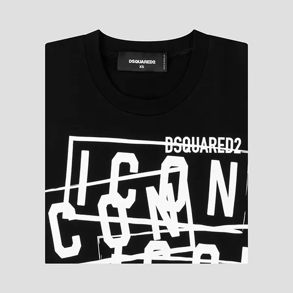 Áo Phông Nam Dsquared2 With Icon Logo Printed T-Shirt S79GC0087S23009 900 Màu Đen Size XS