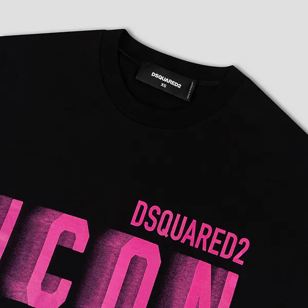 Áo Phông Nam Dsquared2 With Pink Icon Blur Logo Printed T-Shirt S79GC0082 S23009 970X Màu Đen Size XS