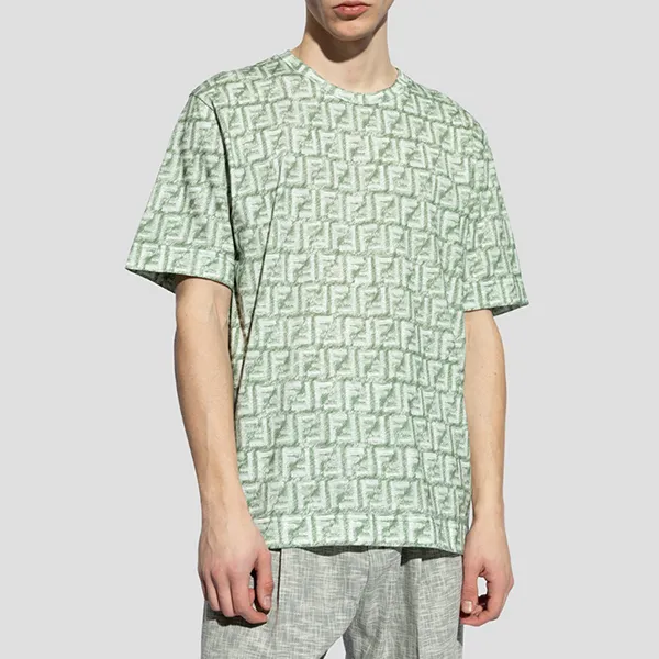 Áo Phông Nam Fendi With FF Logo T-Shirt FY0936 A6ZU F0856 Màu Xanh Green Size S - Thời trang - Vua Hàng Hiệu