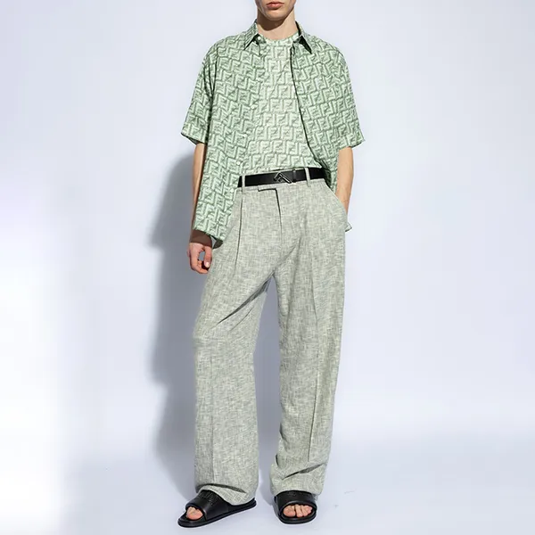 Áo Phông Nam Fendi With FF Logo T-Shirt FY0936 A6ZU F0856 Màu Xanh Green Size S - Thời trang - Vua Hàng Hiệu