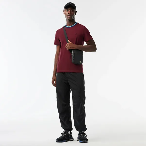 Áo Phông Nam Lacoste Essential Crew Neck Tshirt TH6345 YUP Màu Đỏ Mận Size 3 - Thời trang - Vua Hàng Hiệu