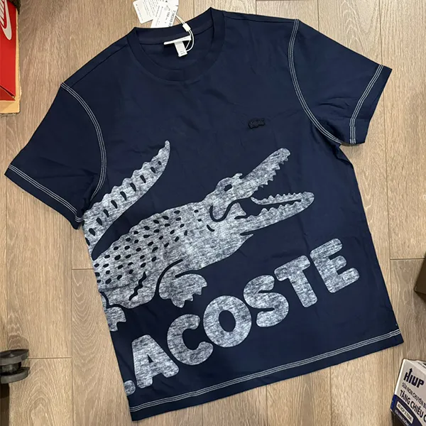 Áo Phông Nam Lacoste Regular Fit Organic Cotton Jersey Tshirt TH8249 166 Màu Xanh Navy Size 4