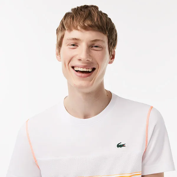 Áo Phông Nam Lacoste Tennis x Daniil Medvedev Jersey TShirt 0100-LACTH5197WYI000004 Màu Trắng Phối Xanh Size 5