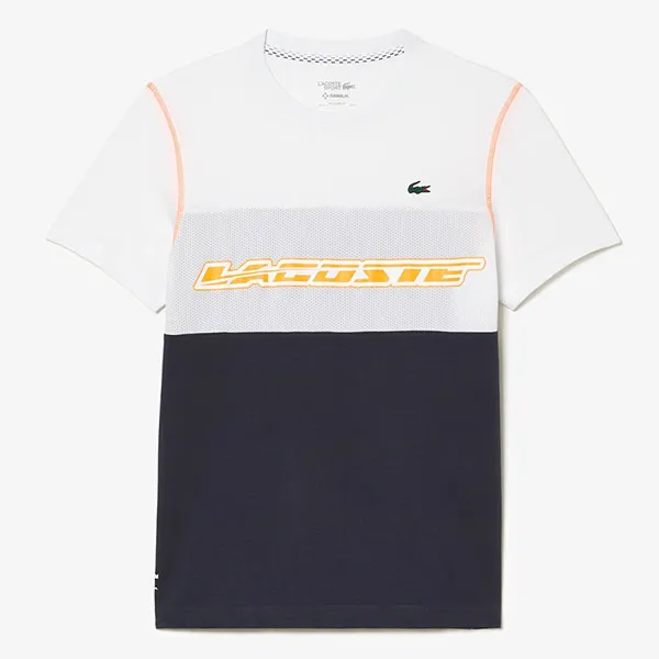 Áo Phông Nam Lacoste Tennis x Daniil Medvedev Jersey TShirt 0100-LACTH5197WYI000004 Màu Trắng Phối Xanh Size 5