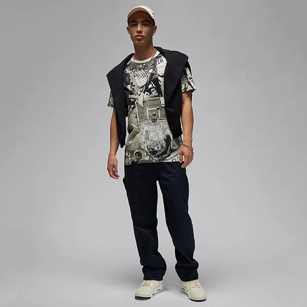 Áo Phông Nam Nike Jordan Flight Essentials Men's Printed Tshirt FZ1923-010 Màu Đen Trắng Size XS
