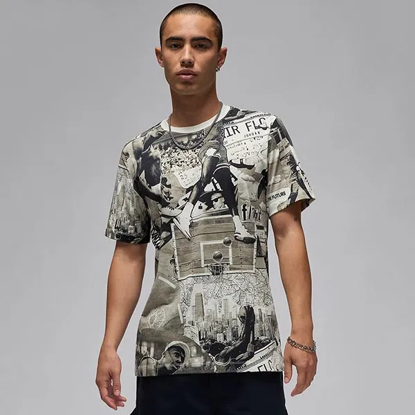 Áo Phông Nam Nike Jordan Flight Essentials Men's Printed Tshirt FZ1923-010 Màu Đen Trắng Size XS