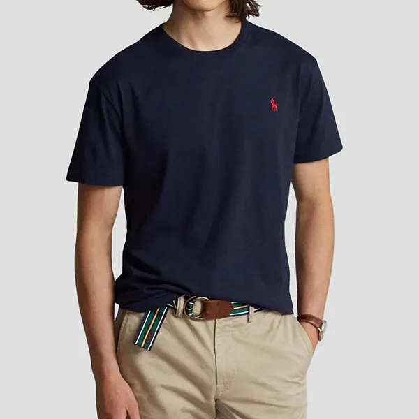 Áo Phông Nam Ralph Lauren With Logo Embroidered T-Shirt 710680785004 Màu Xanh Navy Size S - Thời trang - Vua Hàng Hiệu