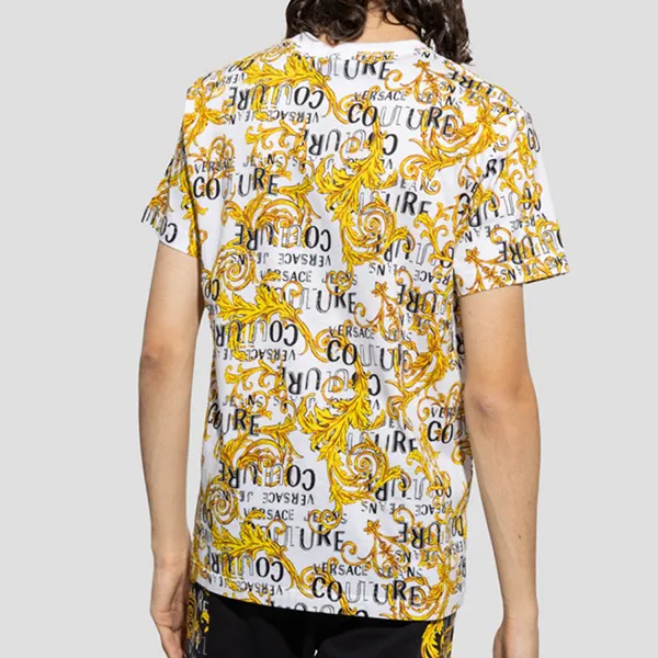 Áo Phông Nam Versace Jeans Couture Baroque-Print T-Shirt 74GAH6S0JS161 G03 Màu Trắng/Vàng Size S - Thời trang - Vua Hàng Hiệu
