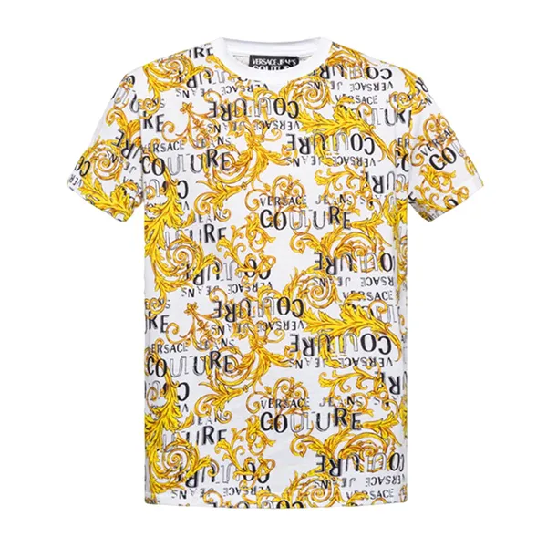 Áo Phông Nam Versace Jeans Couture Baroque-Print T-Shirt 74GAH6S0JS161 G03 Màu Trắng/Vàng Size S - Thời trang - Vua Hàng Hiệu