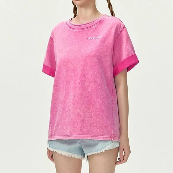 Áo Phông Nữ 13 De Marzo Washed Sequins Logo TShirt Pink Màu Hồng Size S