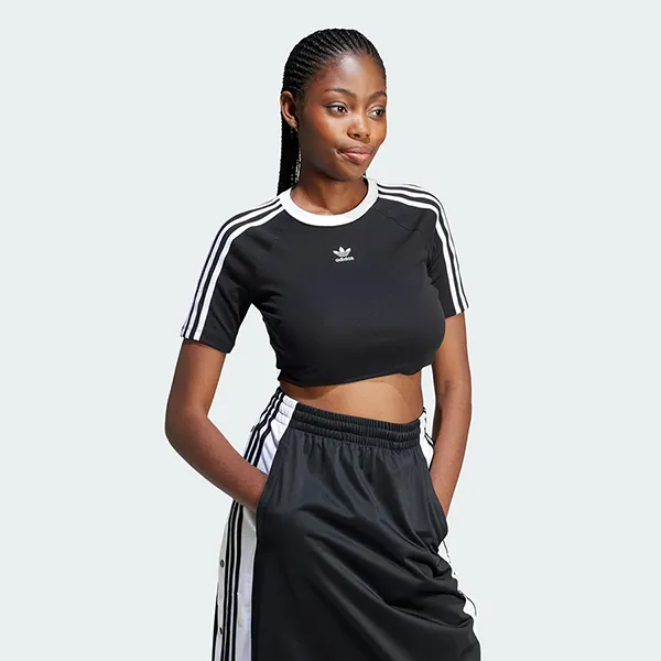 Áo Phông Nữ Adidas T-shirt 3 Sọc Baby Tee IU2532 Màu Đen Size XS