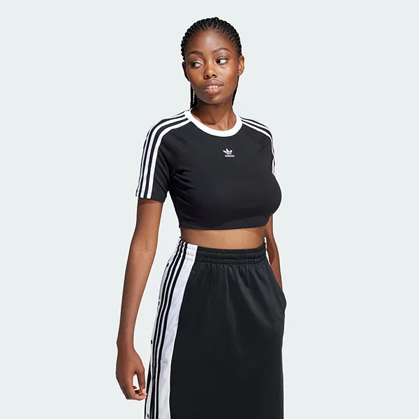 Áo Phông Nữ Adidas T-shirt 3 Sọc Baby Tee IU2532 Màu Đen Size XS