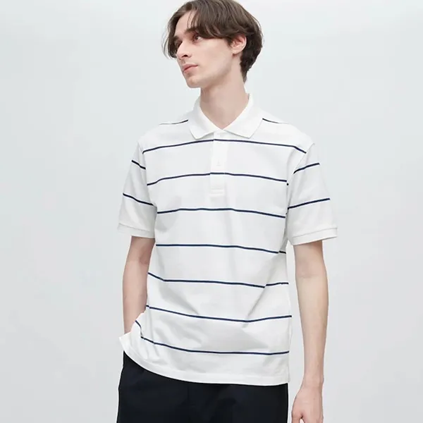 Áo Polo Nam Uniqlo Dry Pique Striped Short Sleeve 457513-00 Màu Trắng Kẻ Size XL - Thời trang - Vua Hàng Hiệu