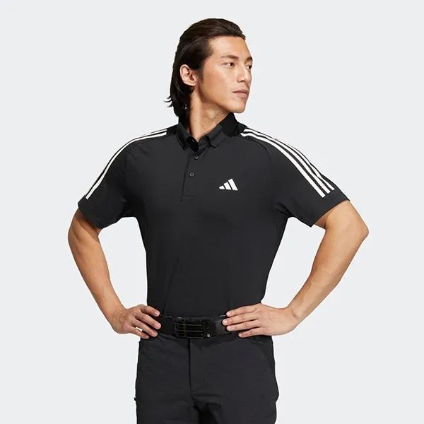 Áo Polo Nam Adidas Three Stripes Short Sleeved Stretch Button Down HT6862 Màu Đen Size S