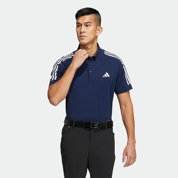 Áo Polo Nam Adidas Three Stripes Short Sleeved Stretch Button Down HT6863 Màu Navy Size L