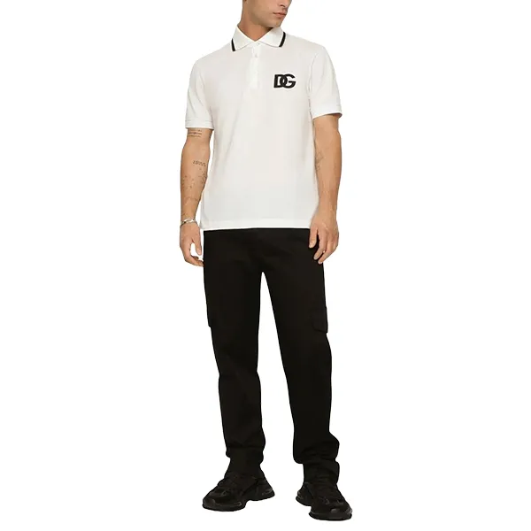 Áo Polo Nam Dolce & Gabbana D&G Logo Polo Shirt G8PU6Z Màu Trắng Size 44