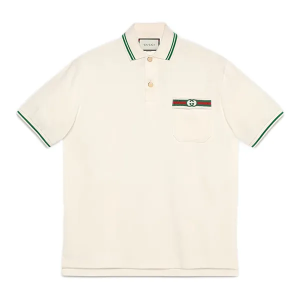 Áo Polo Nam Gucci Interlock GG Polo Shirt 628339 XJCQR 9061 Màu Trắng Kem Size XS