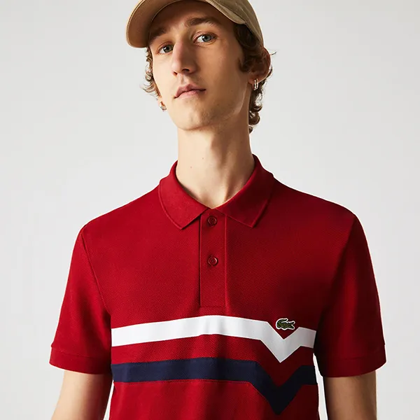 Áo Polo Nam Lacoste Men’s Made In France Regular Fit Organic PH7963 VLP Màu Đỏ Size 2