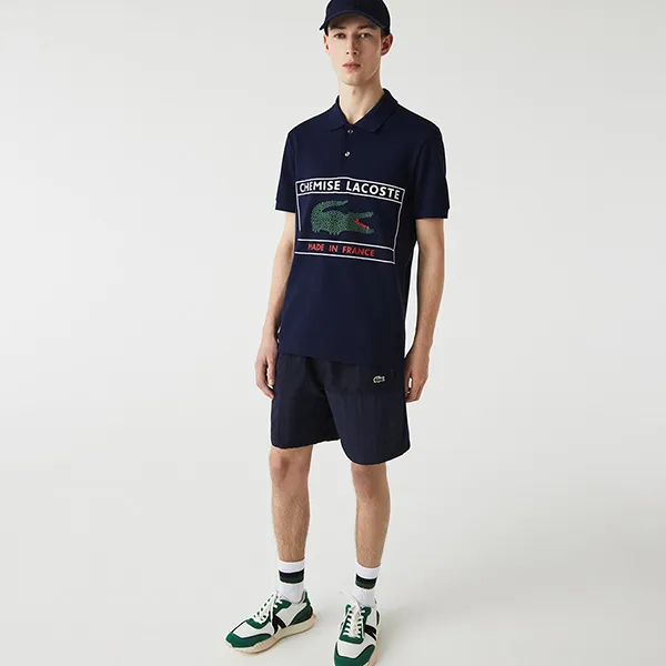 Áo Polo Nam Lacoste Made In France Regular Fit PH3354-00-166 Màu Xanh Navy Size 3
