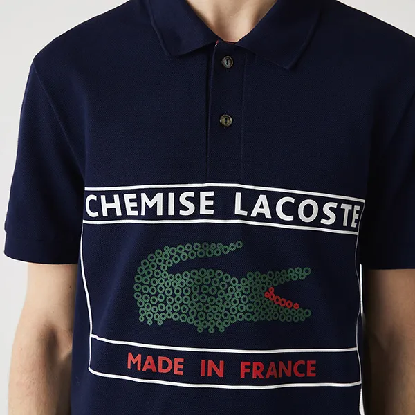 Áo Polo Nam Lacoste Made In France Regular Fit PH3354-00-166 Màu Xanh Navy Size 3