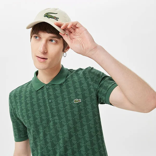 Áo Polo Nam Lacoste Monogram Classic Fit PH0324 24Y Màu Xanh Lá Size 4 - Thời trang - Vua Hàng Hiệu