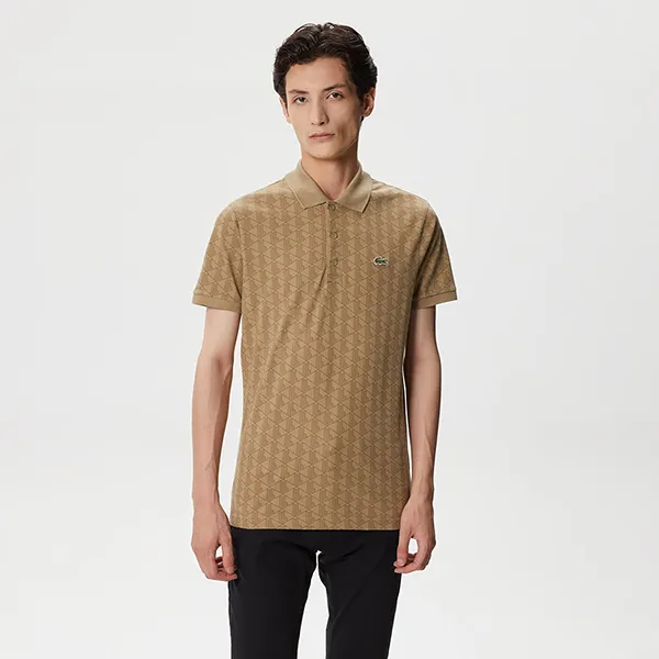Áo Polo Nam Lacoste Monogram Cotton Slim Fit PH2410.10C Màu Nâu Size 4 - Thời trang - Vua Hàng Hiệu