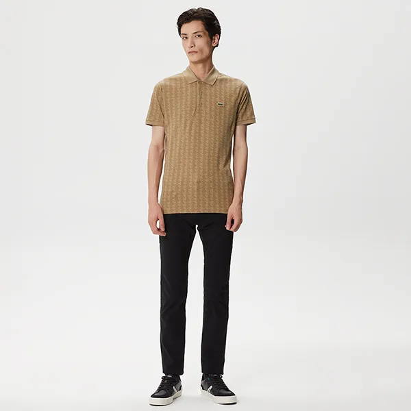 Áo Polo Nam Lacoste Monogram Cotton Slim Fit PH2410.10C Màu Nâu Size 4 - Thời trang - Vua Hàng Hiệu