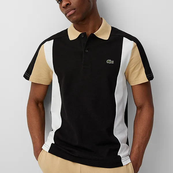 Áo Polo Nam Lacoste Regular Fit PH1302 IKH Màu Đen Be Size 5