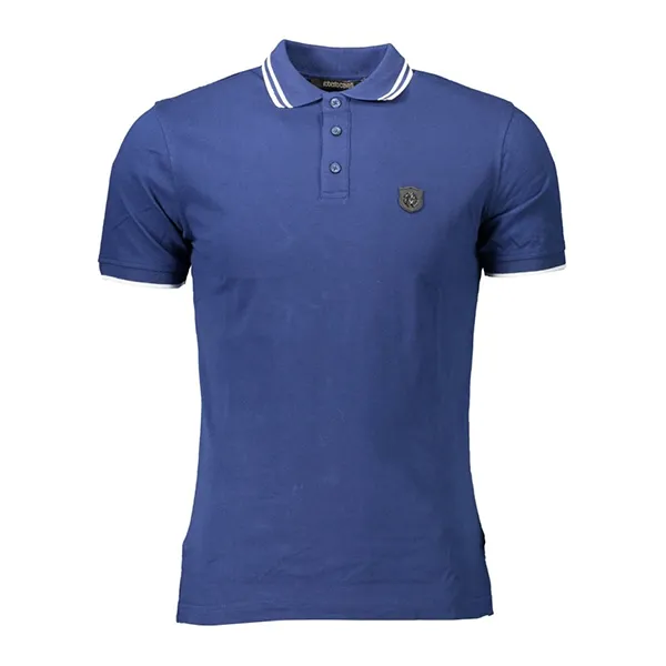 Áo Polo Nam Roberto Cavalli Cổ Viền 2 Sọc Polo Shirt PVN452 Màu Xanh Than Size S