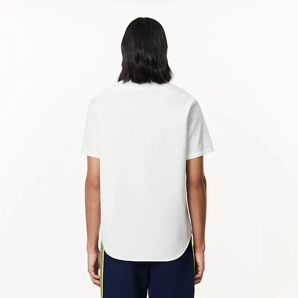 Áo Sơ Mi Cộc Tay Nam Lacoste Regular Fit Solid Cotton Shirt CH8528-10 001 Màu Trắng Size 43