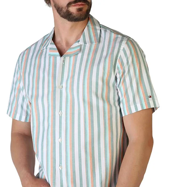 Áo Sơ Mi Cộc Tay Nam Tommy Hilfiger Kẻ Sọc MW0MW18372_0CD Phối Màu Size S