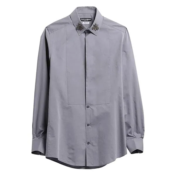 Áo Sơ Mi Nam Dolce & Gabbana D&G Men's Grey Shirt Gold G5DN7Z Màu Xám Size 37