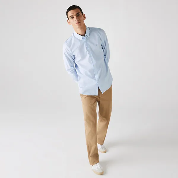 Áo Sơ Mi Nam Lacoste Men's Regular Fit Checkered Premium Cotton Poplin Shirt CH2974.F6Z Màu Xanh Nhạt Size 38 - Thời trang - Vua Hàng Hiệu