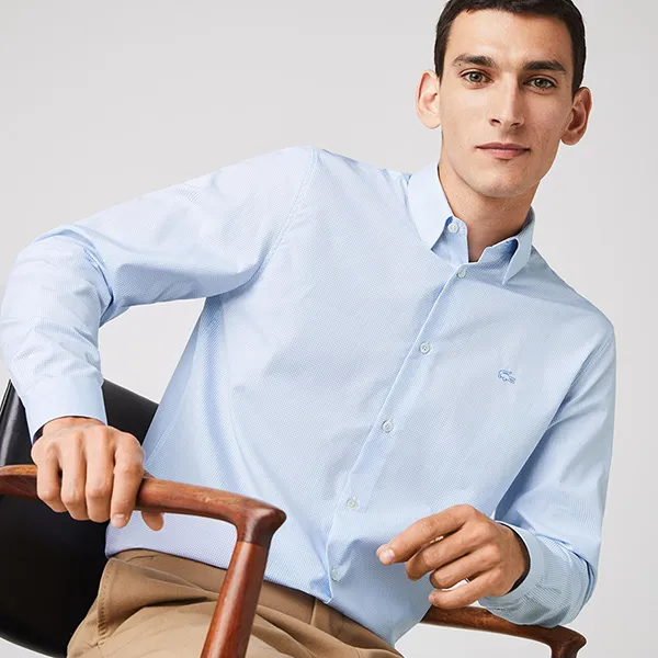Áo Sơ Mi Nam Lacoste Men's Regular Fit Checkered Premium Cotton Poplin Shirt CH2974.F6Z Màu Xanh Nhạt Size 38 - Thời trang - Vua Hàng Hiệu