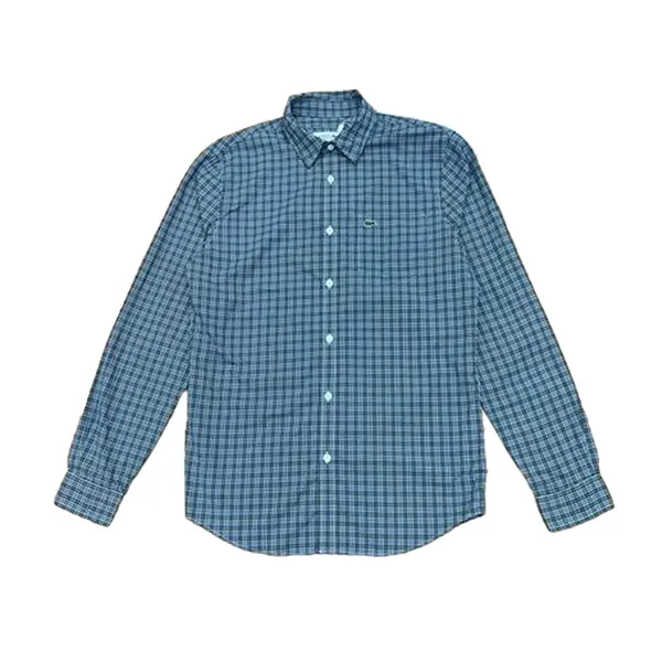 Áo Sơ Mi Nam Lacoste Men's Regular Fit Checkered Shirt Màu Xanh Size 38