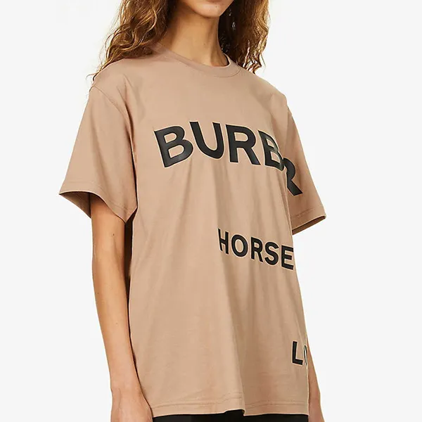 Áo Thun Burberry Carrick Logo-Print Cotton-Jersey T-Shirt 8048927 Màu Be Size XXS