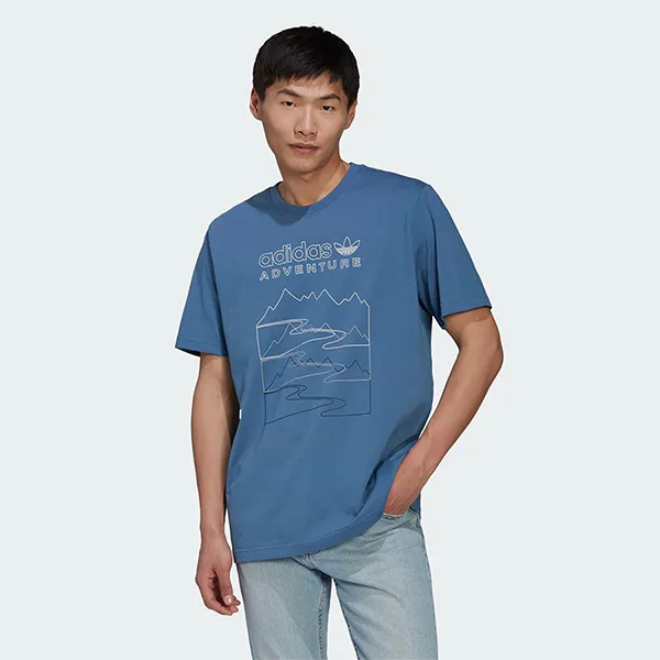 Áo Thun Nam Adidas Adventure Mountain Front Tee T-Shirt HK5008 Màu Xanh Dương Size S
