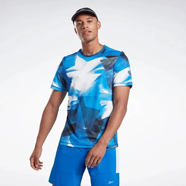 Áo Thun Nam Reebok Running Essentials Tee T-Shirt FL4757 Màu Xanh Trắng Size M