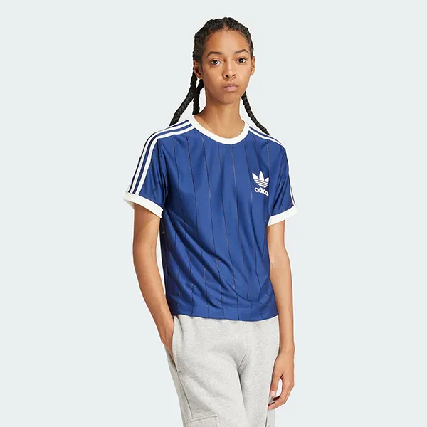 Áo Thun Nữ Adidas 3 Stripes T-Shirt IR7466 Màu Xanh Dương Size L
