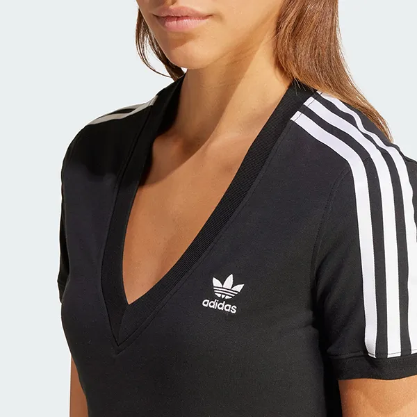 Áo Thun Nữ Adidas 3 Stripes V-Neck T-Shirt IU2416 Màu Đen Size S