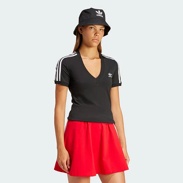 Áo Thun Nữ Adidas 3 Stripes V-Neck T-Shirt IU2416 Màu Đen Size S