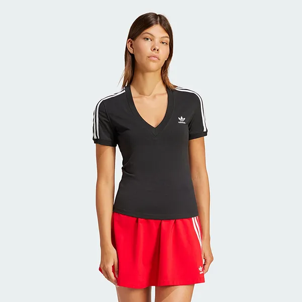 Áo Thun Nữ Adidas 3 Stripes V-Neck T-Shirt IU2416 Màu Đen Size S