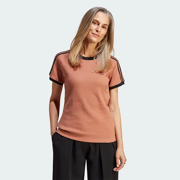 Áo Thun Nữ Adidas Originals 3-Stripe Slim Tshirt Clay Strata IC5464 Màu Cam Đất Size S
