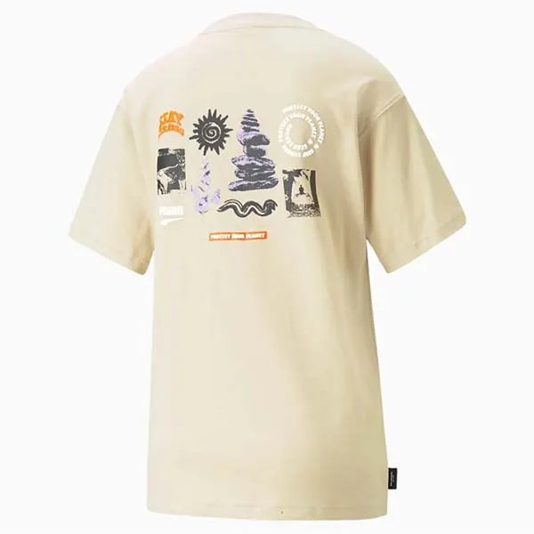 Áo Thun Nữ Puma Downtown Relaxed Graphic 538362-88 Màu Be Size M