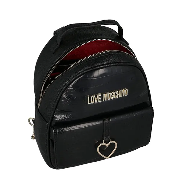 Balo Nữ Love Moschino Logo-Letter Crocodile-Embossed Backpack Màu Đen