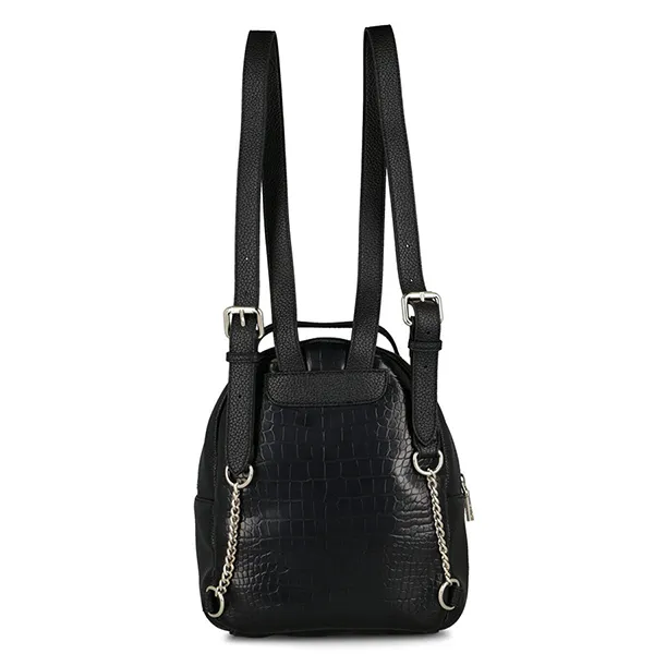 Balo Nữ Love Moschino Logo-Letter Crocodile-Embossed Backpack Màu Đen
