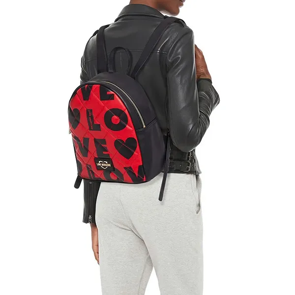 Balo Nữ Love Moschino Quilted Backpack Rosso And Nero Màu Đỏ Phối Đen - Túi xách - Vua Hàng Hiệu